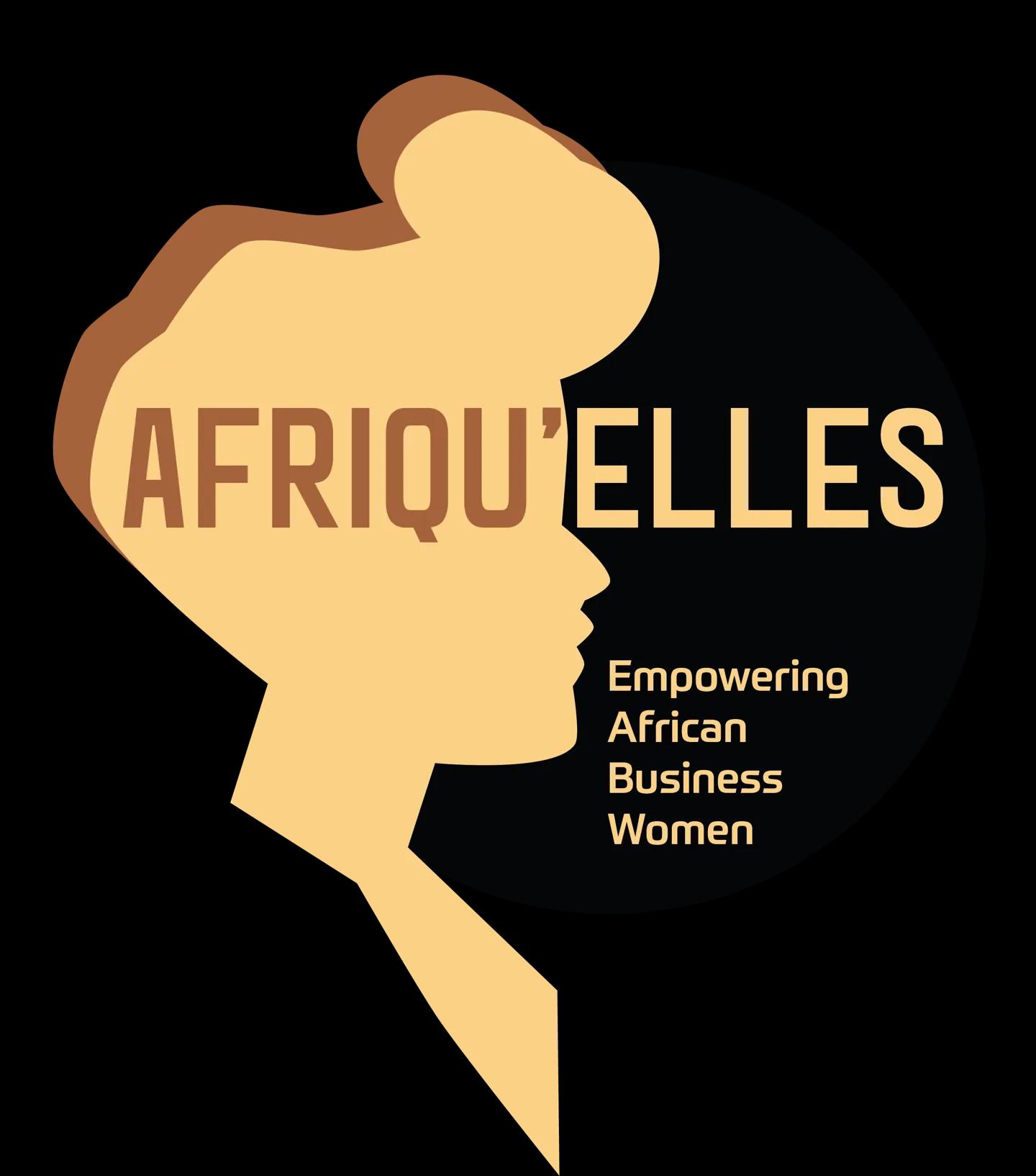 Logo d'Afrik'Elles avec le slogan 'Empowering African Business Women', illustrant le soutien aux femmes entrepreneuses africaines.